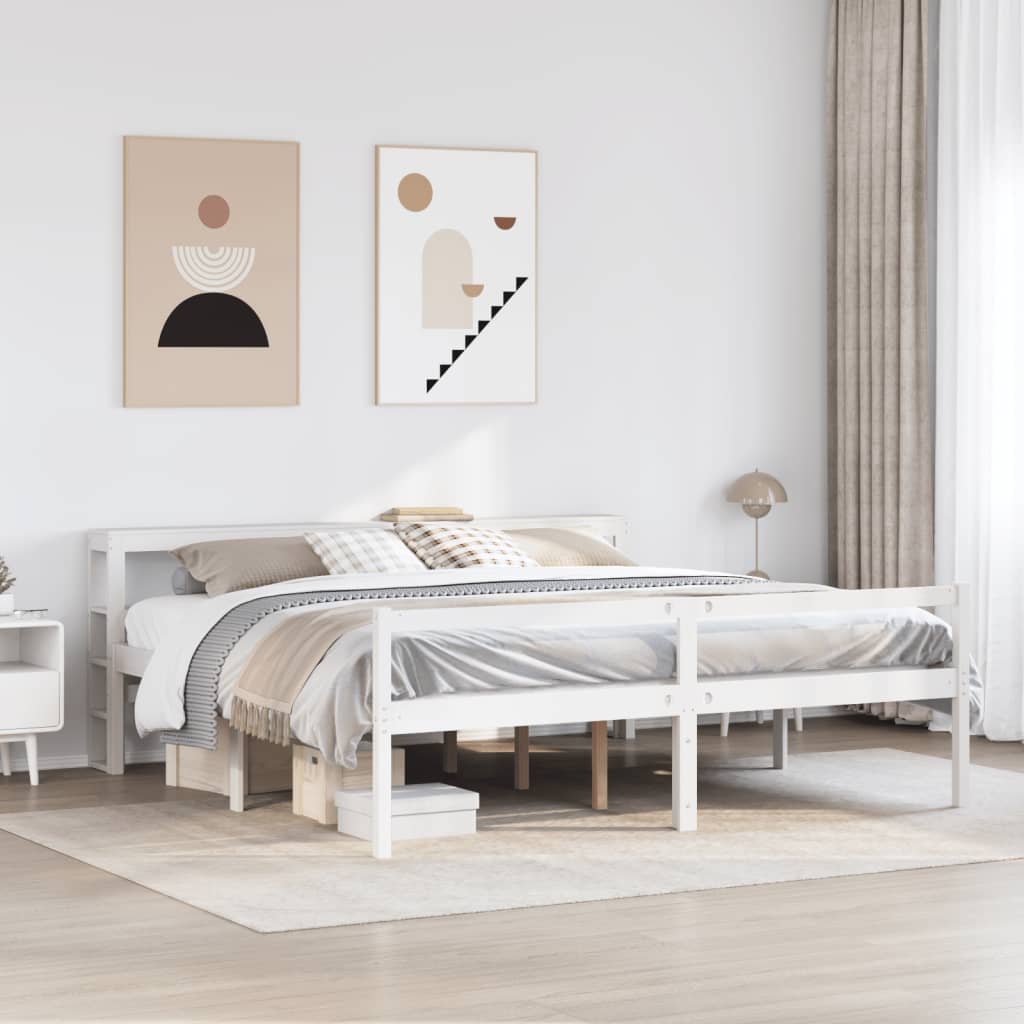 Krevet za starije s uzglavljem bijeli 200x200 cm borovina
