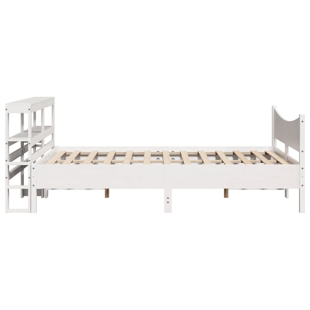 Okvir za krevet s uzglavljem bijeli 135 x 190 cm od borovine