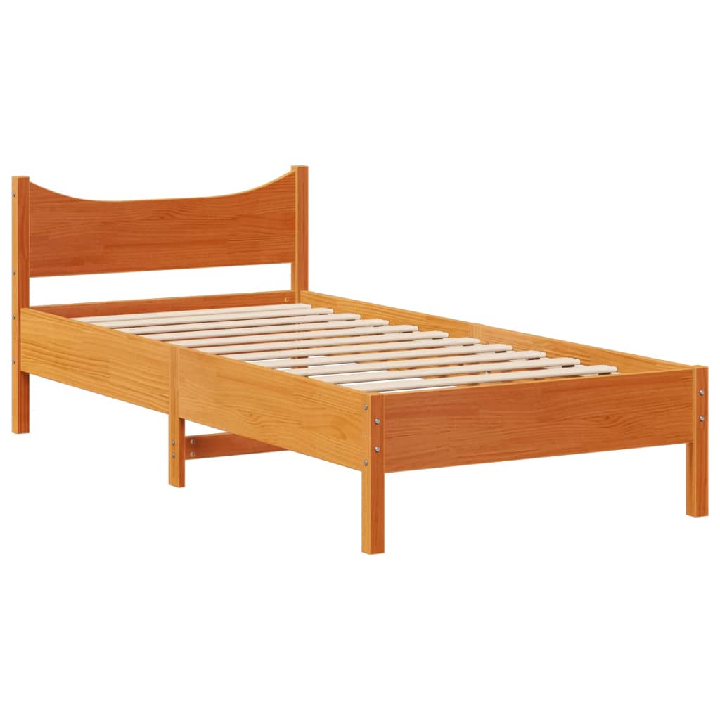 Okvir kreveta s uzglavljem voštano smeđi 75x190 cm od borovine