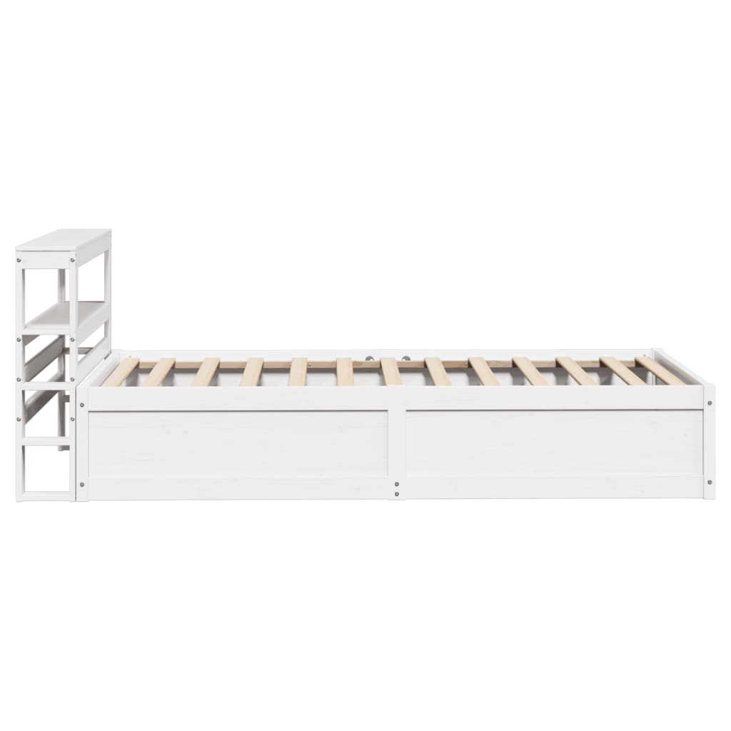 Okvir kreveta s uzglavljem bijeli 75x190 cm od borovine
