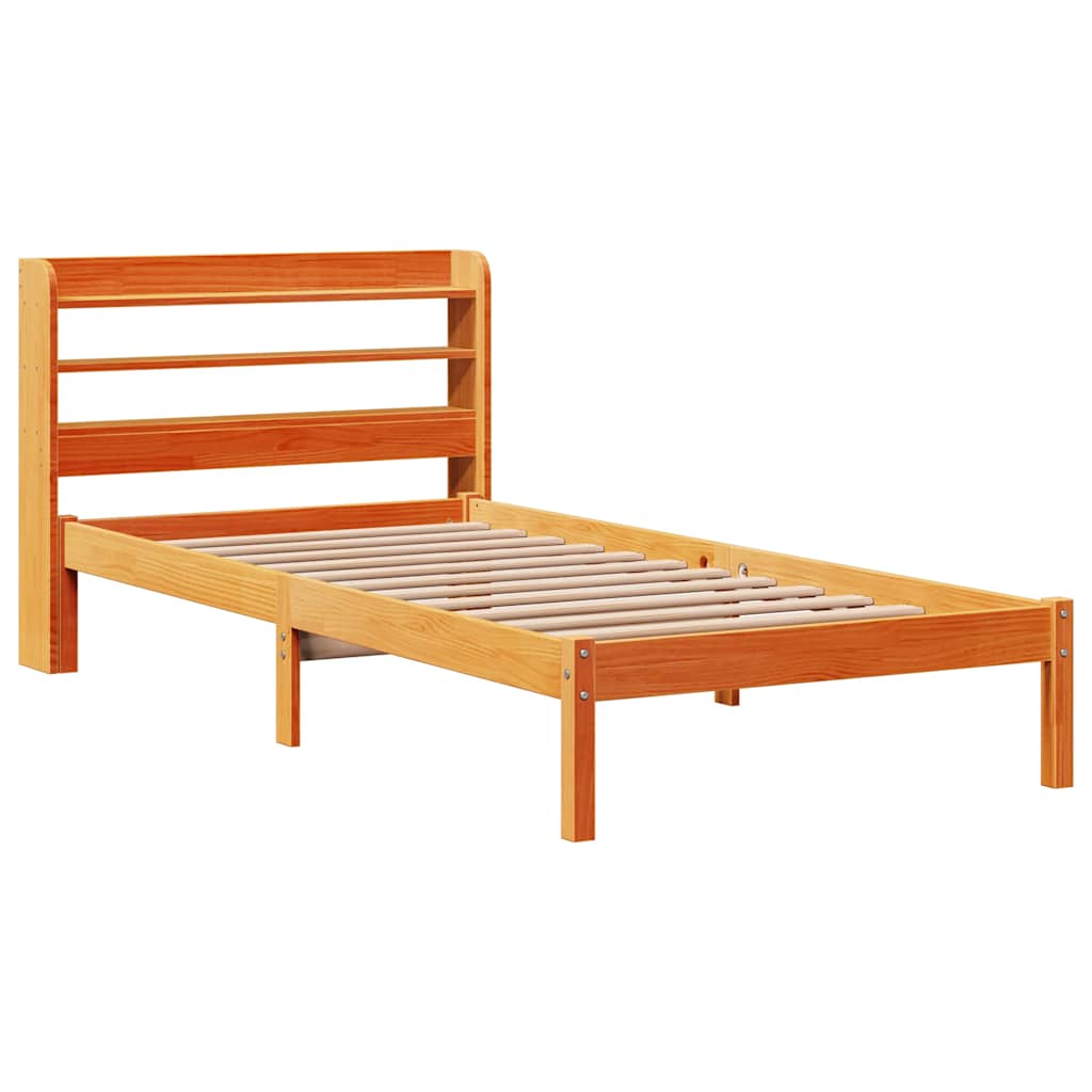 Okvir kreveta s uzglavljem voštano smeđi 75x190 cm od borovine