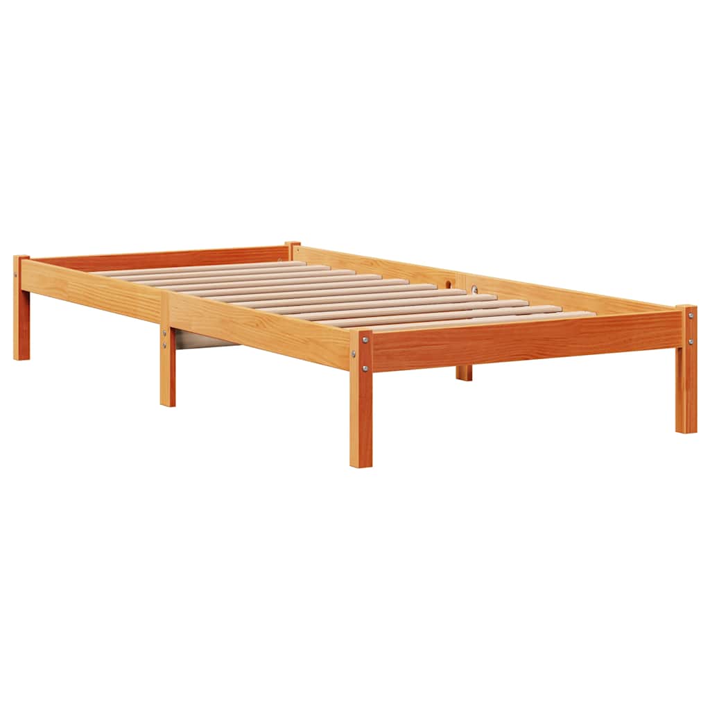 Okvir kreveta s uzglavljem voštano smeđi 75x190 cm od borovine