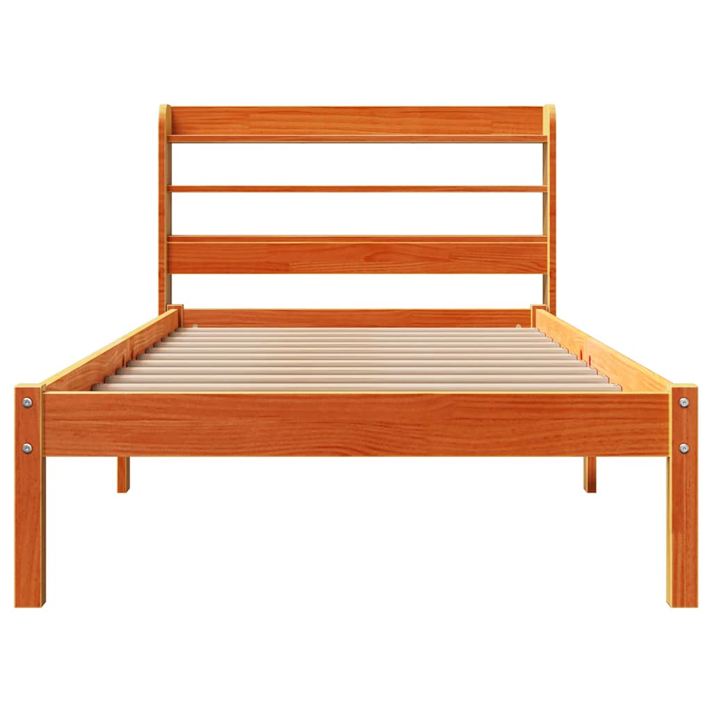Okvir kreveta s uzglavljem voštano smeđi 75x190 cm od borovine