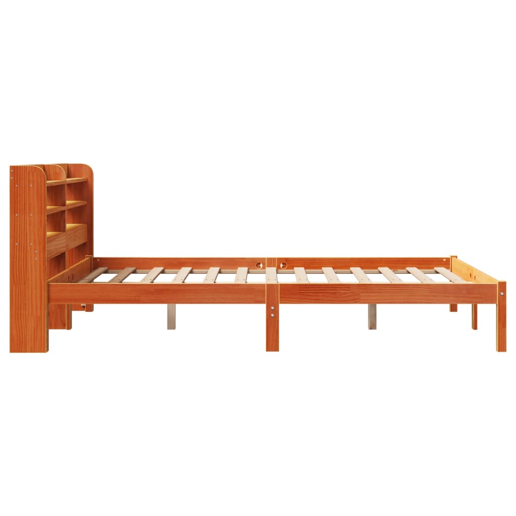 Okvir kreveta s uzglavljem voštano smeđi 135x190 cm od borovine