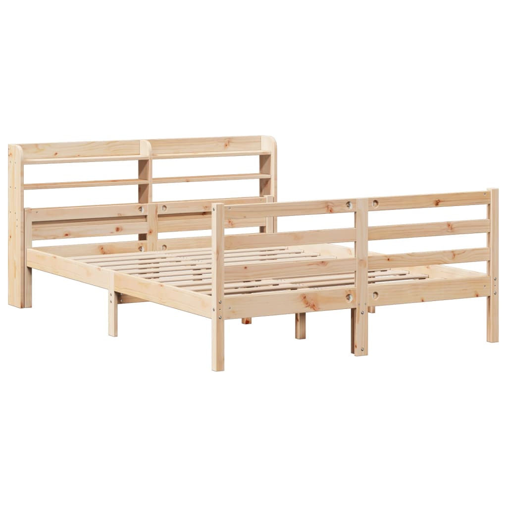 Okvir za krevet s uzglavljem 135 x 190 cm od masivne borovine