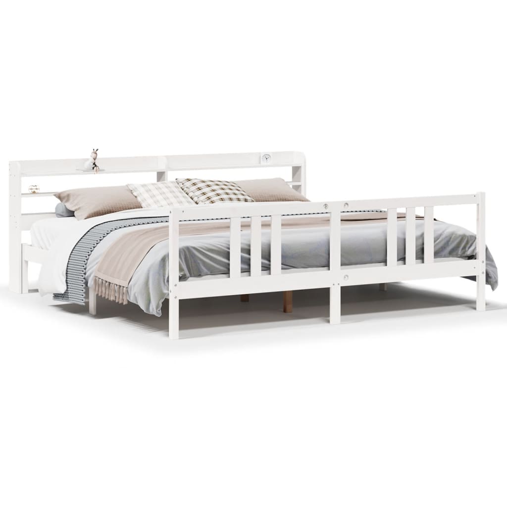 Okvir kreveta s uzglavljem bez madraca bijeli 200x200 cm