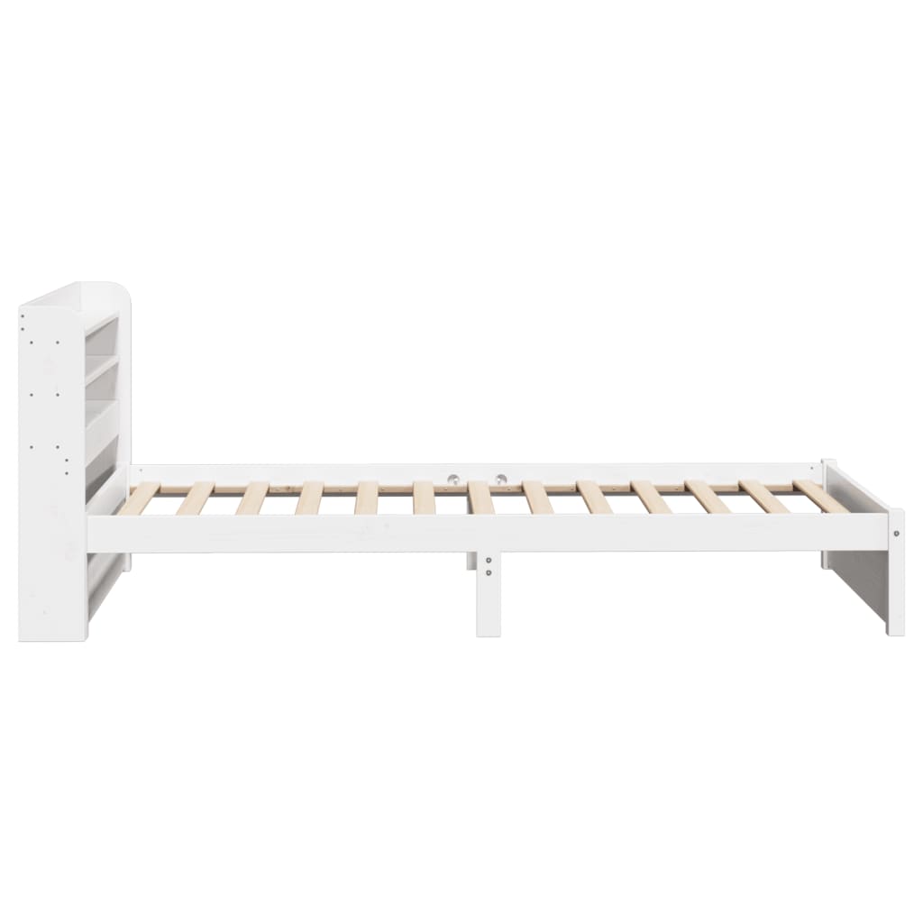 Okvir kreveta s uzglavljem bijeli 75x190 cm od borovine