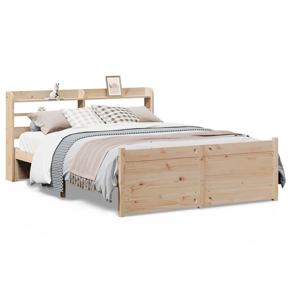 Okvir za krevet s uzglavljem 135 x 190 cm od masivne borovine