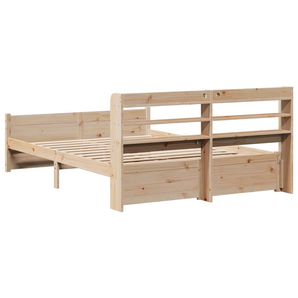 Okvir za krevet s uzglavljem 135 x 190 cm od masivne borovine