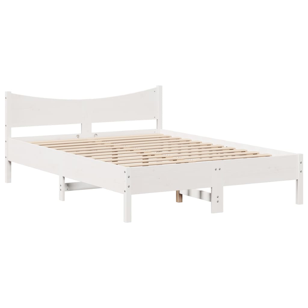 Okvir za krevet s uzglavljem bijeli 135 x 190 cm od borovine