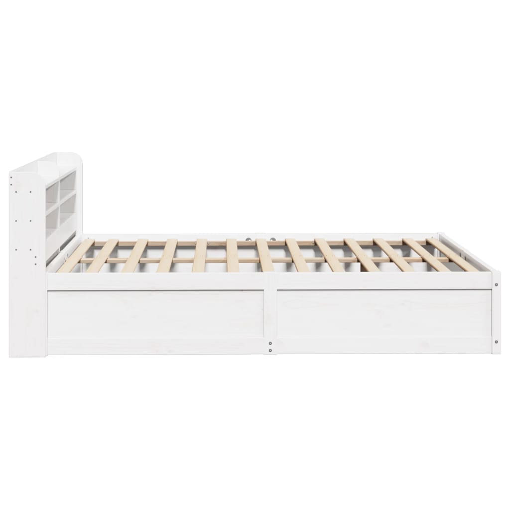 Okvir za krevet s uzglavljem bijeli 135 x 190 cm od borovine