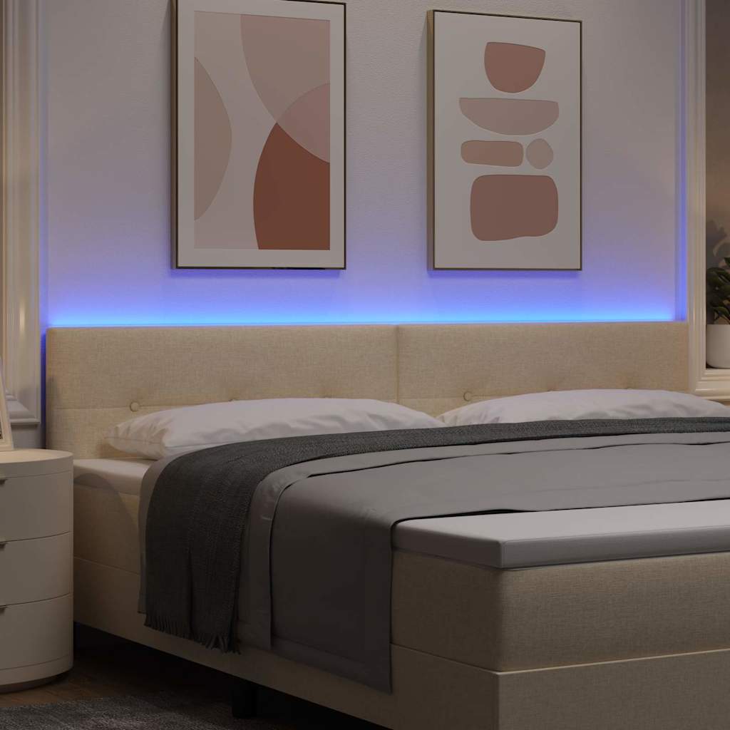 LED glava kreveta s LED trakama Krema 200 cm tkanina