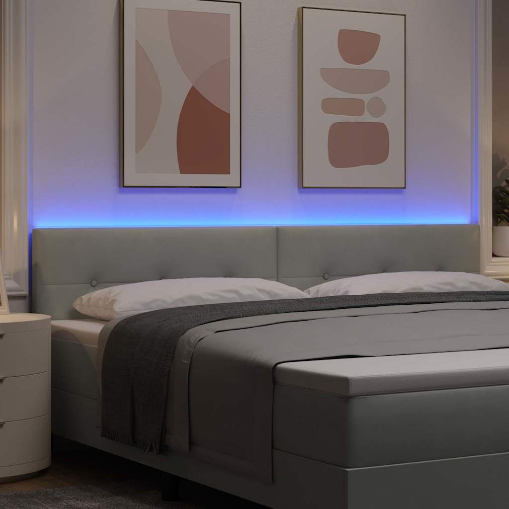LED glava kreveta s LED trakama Svijetlo siva 200 cm Baršun