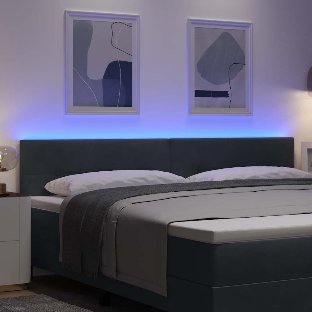 LED glava kreveta s LED trakama Sivi 200 cm Baršun