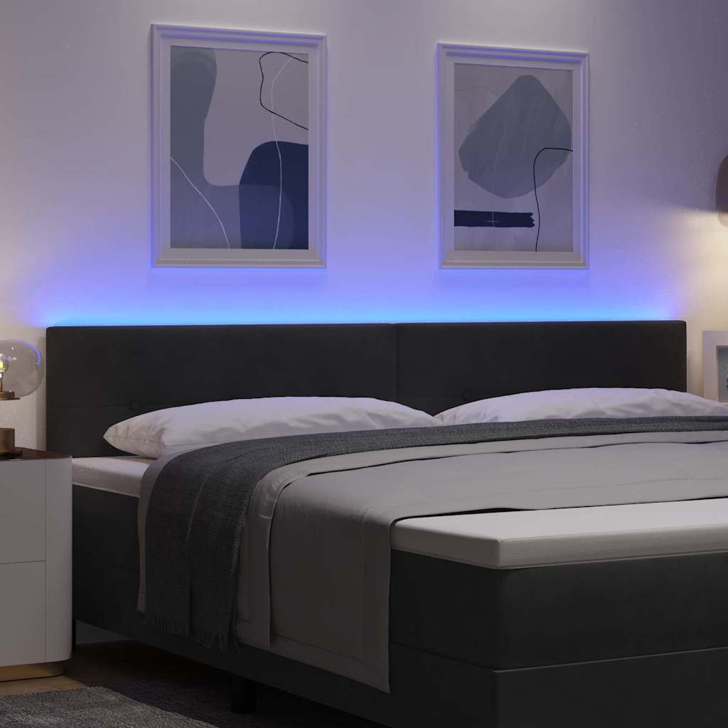 LED glava kreveta s LED trakama Crna 200 cm Baršun