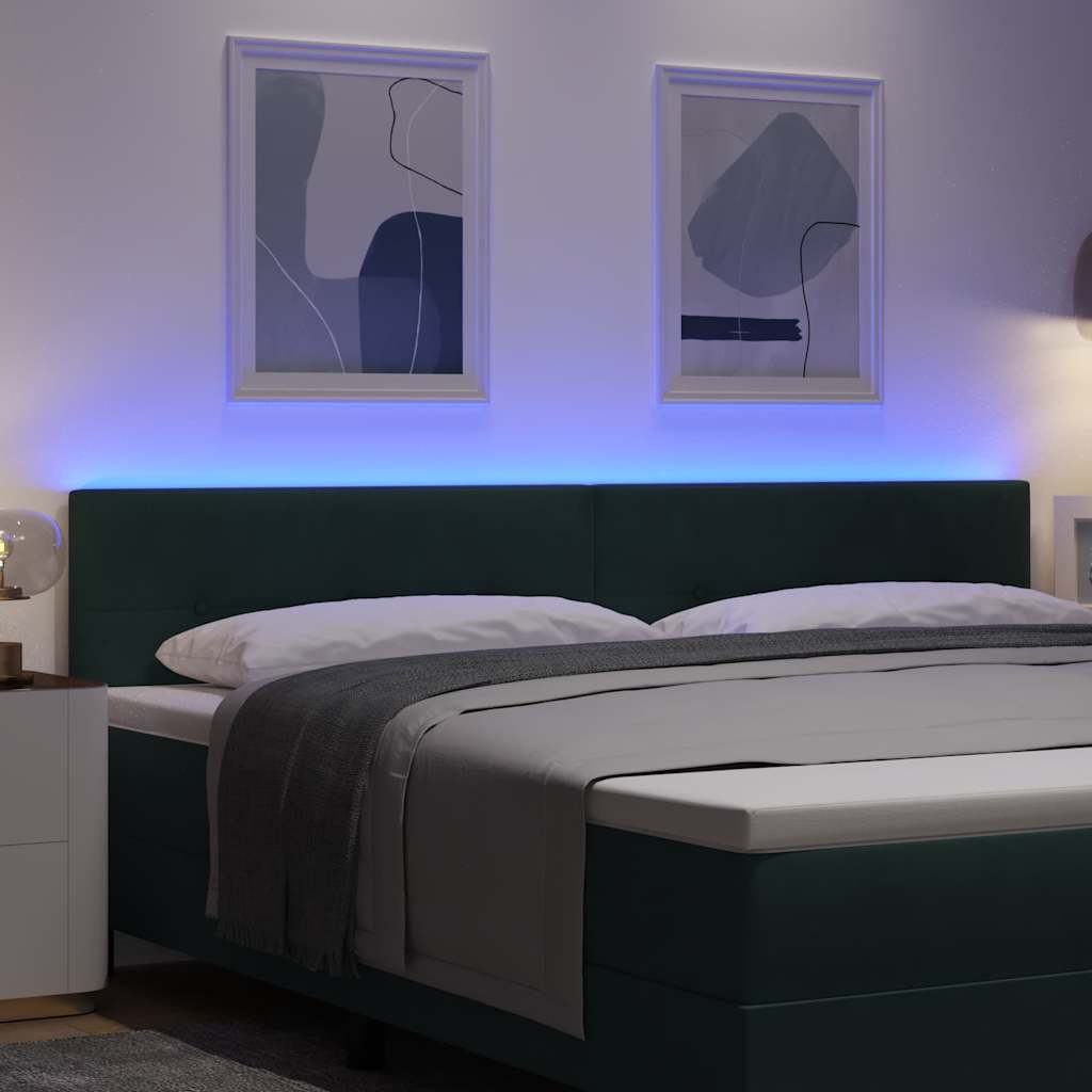 LED glava kreveta s LED trakama Zelena 200 cm Baršun