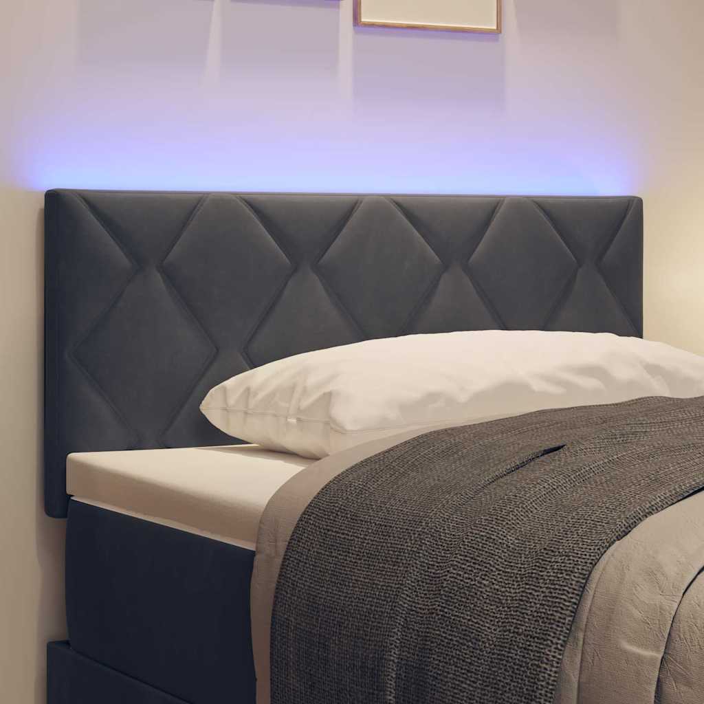 LED glava kreveta Tamno siva 90 cm Baršun
