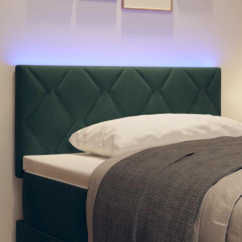 LED glava kreveta Tamnozelena 90 cm Baršun