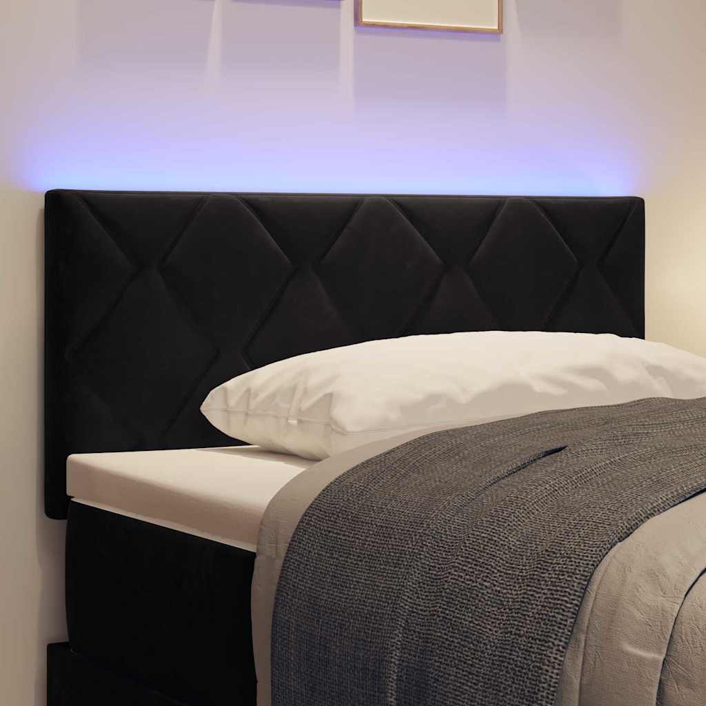 LED glava kreveta Crna 100 cm Baršun