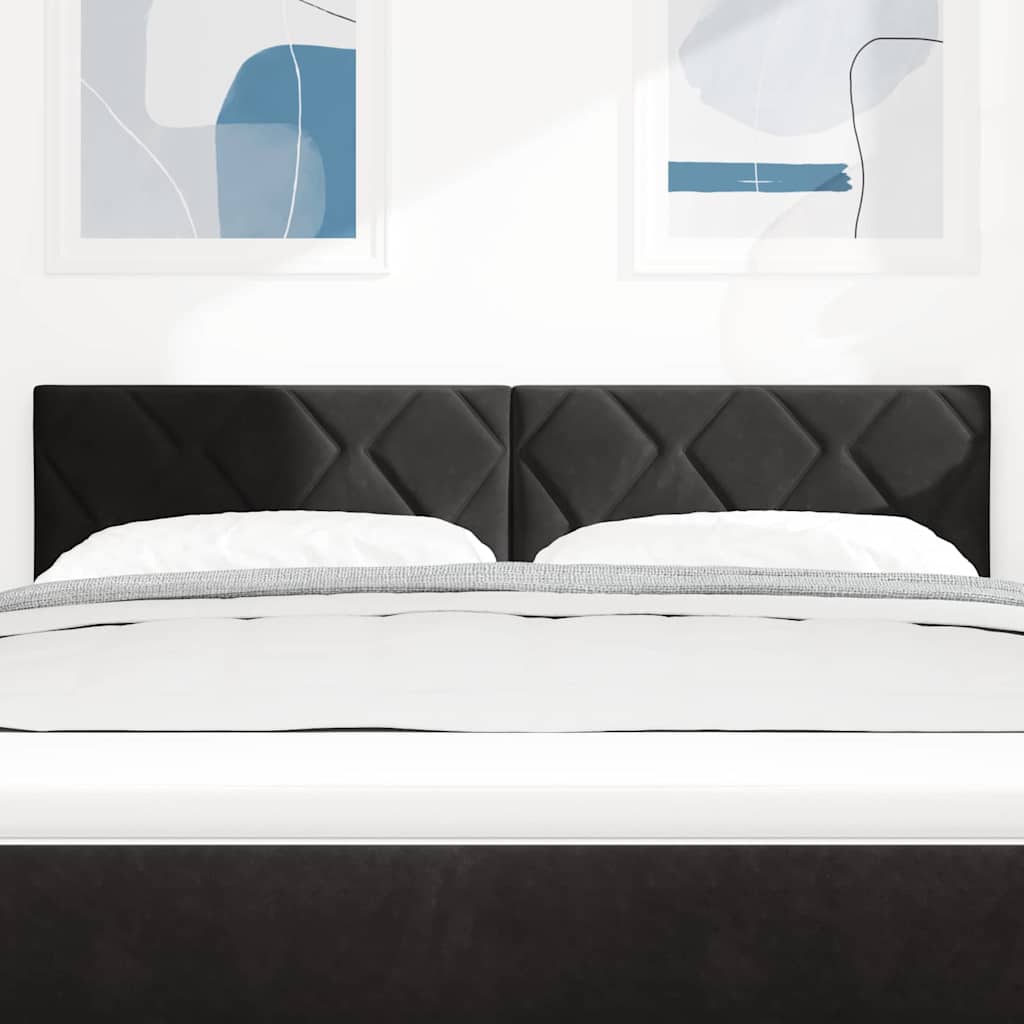 LED glava kreveta Crna 144 cm Baršun