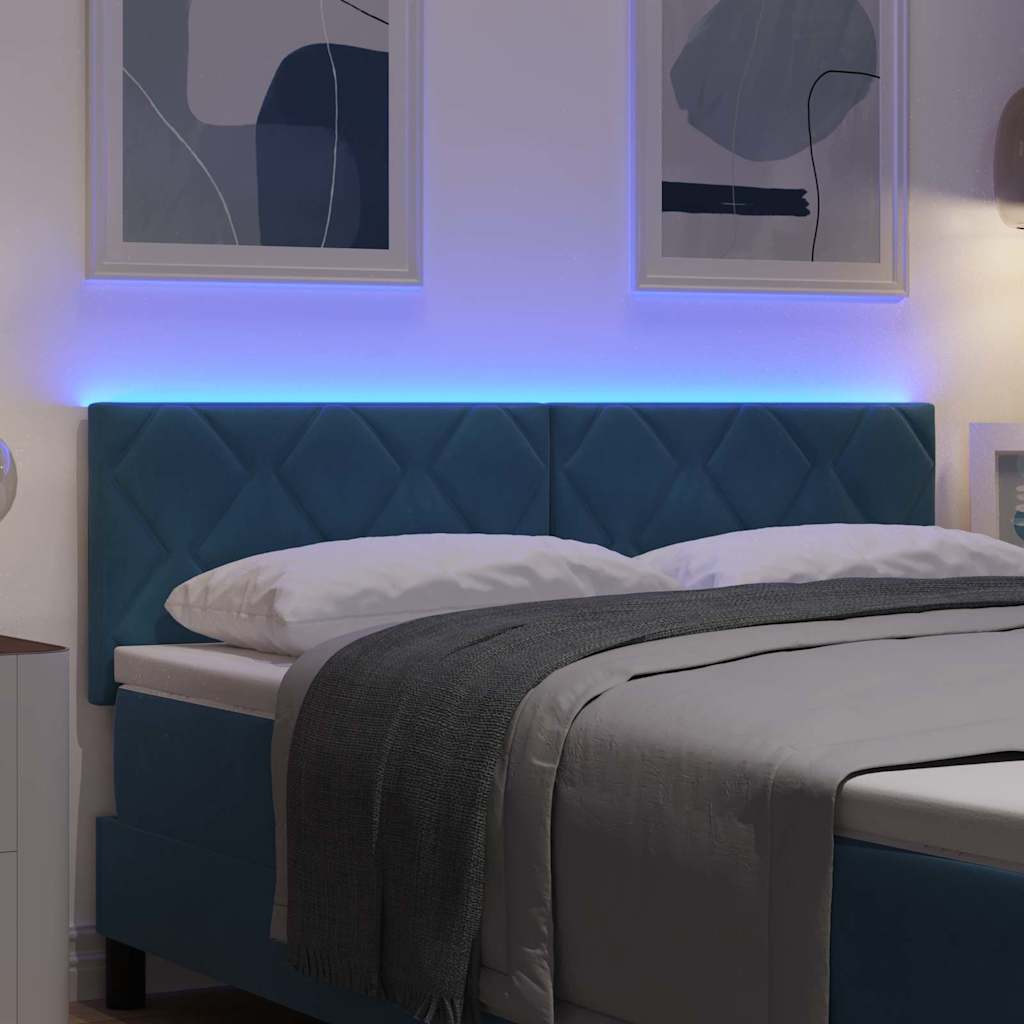 LED glava kreveta Tamno plava 160 cm Baršun