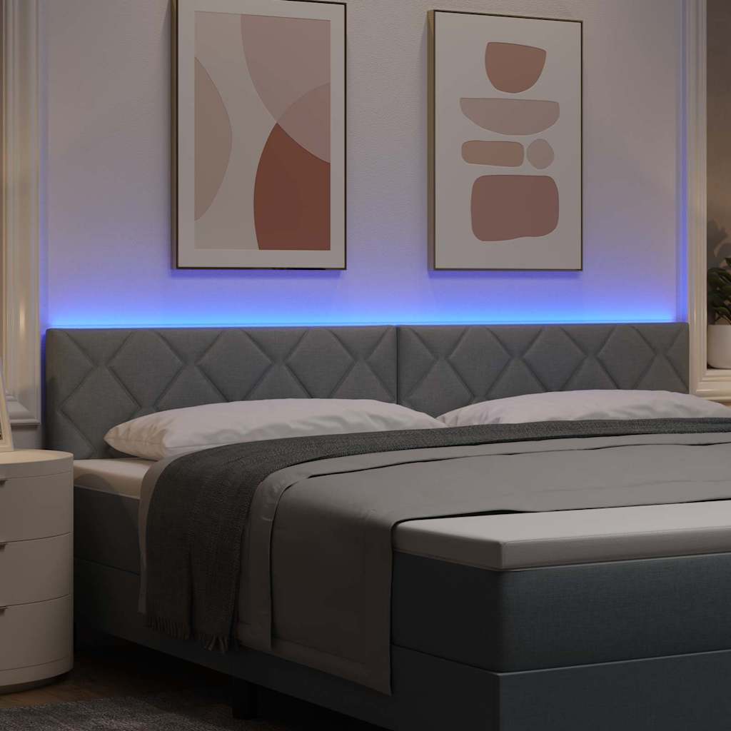 LED glava kreveta Svijetlo siva 200 cm tkanina