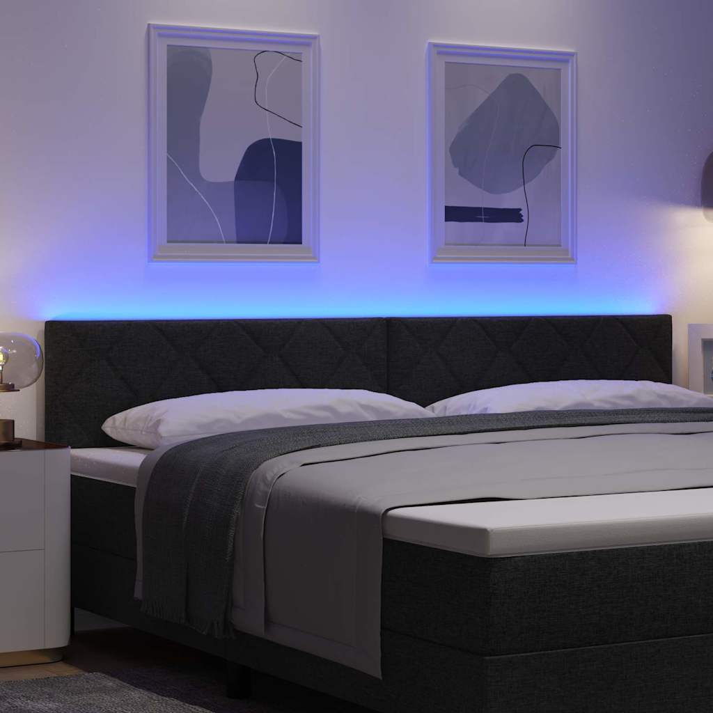 LED glava kreveta Crna 200 cm tkanina