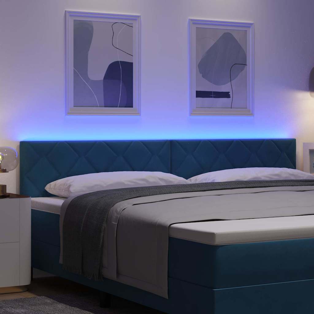 LED glava kreveta Tamno plava 200 cm Baršun