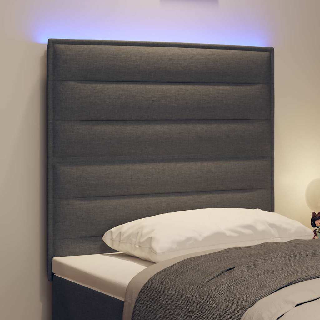 LED glava kreveta s LED trakama Tamno siva 80 cm tkanina