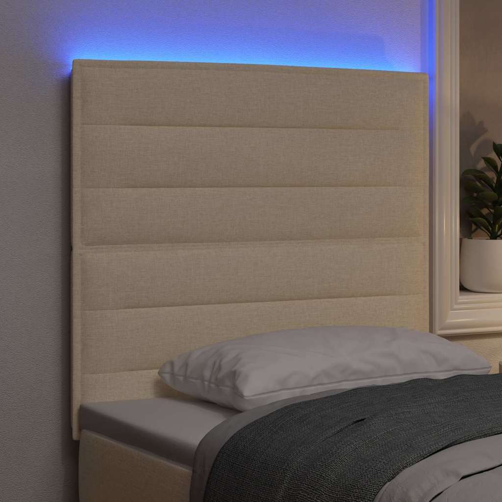 LED glava kreveta s LED trakama Krema 100 cm tkanina