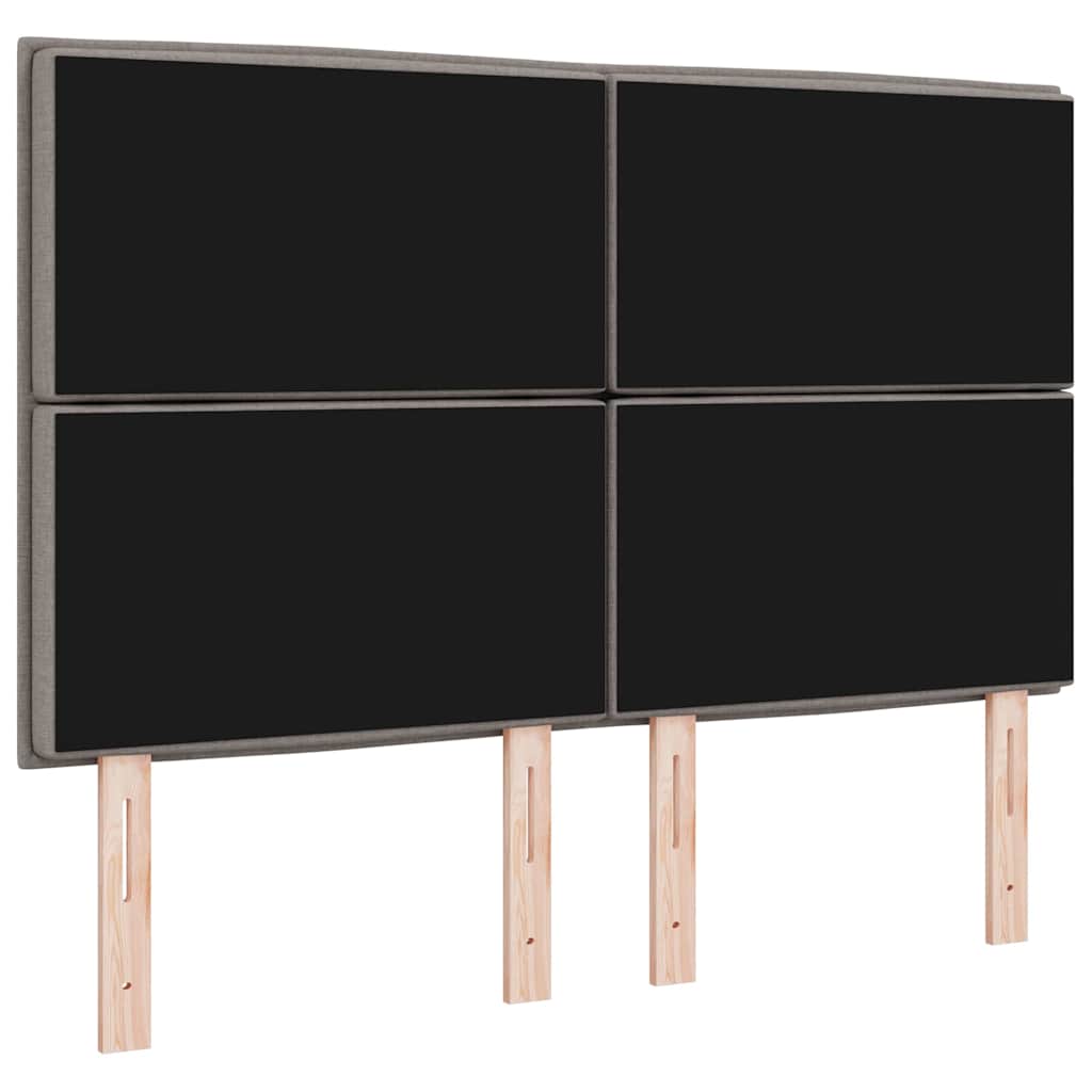 LED glava kreveta s LED trakama Sivo-smeđa 144 cm tkanina