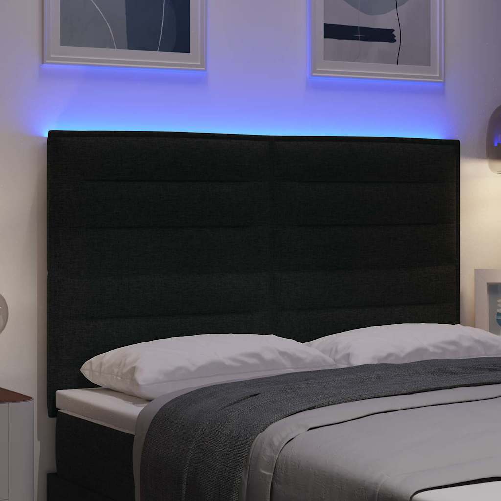 LED glava kreveta s LED trakama Crna 160 cm tkanina