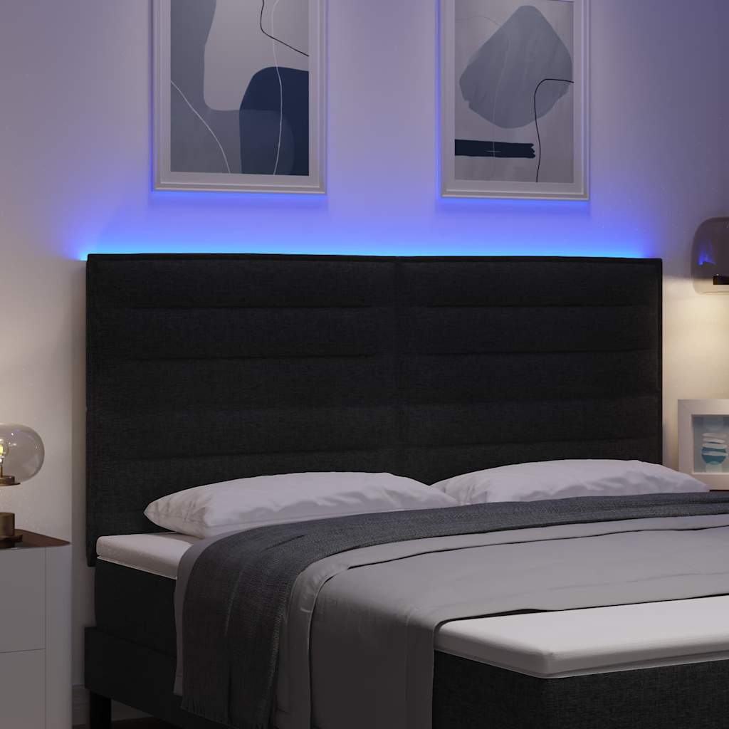 LED glava kreveta s LED trakama Crna 180 cm tkanina