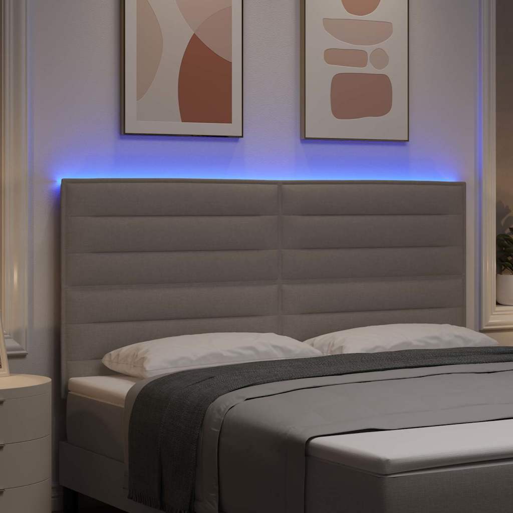 LED glava kreveta s LED trakama Sivo-smeđa 180 cm tkanina