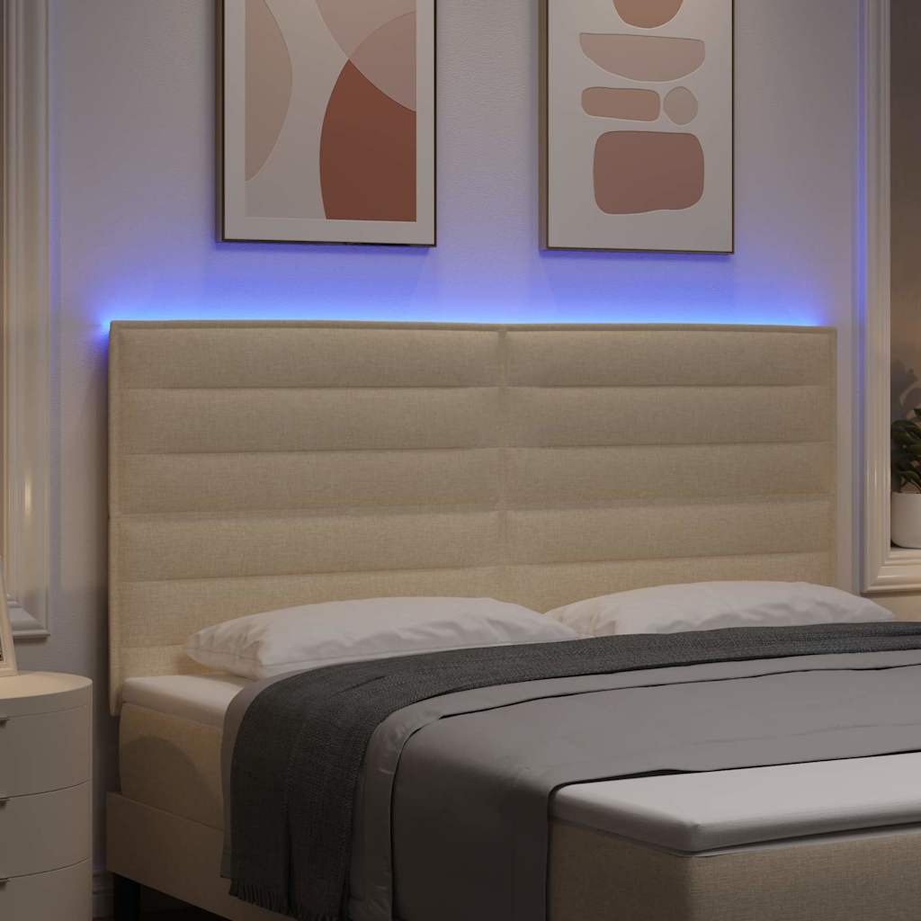 LED glava kreveta s LED trakama Krema 180 cm tkanina