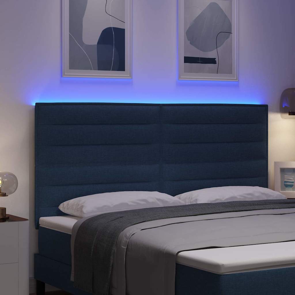 LED glava kreveta s LED trakama Plava 180 cm tkanina