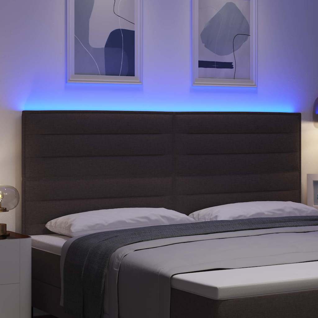 LED glava kreveta s LED trakama Tamno smeđa 200 cm tkanina
