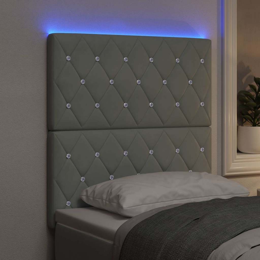 LED glava kreveta s LED trakama Svijetlo siva 80 cm Baršun
