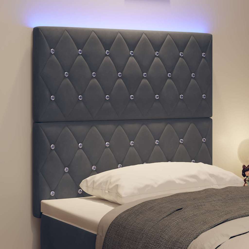 LED glava kreveta s LED trakama Tamno siva 90 cm Baršun
