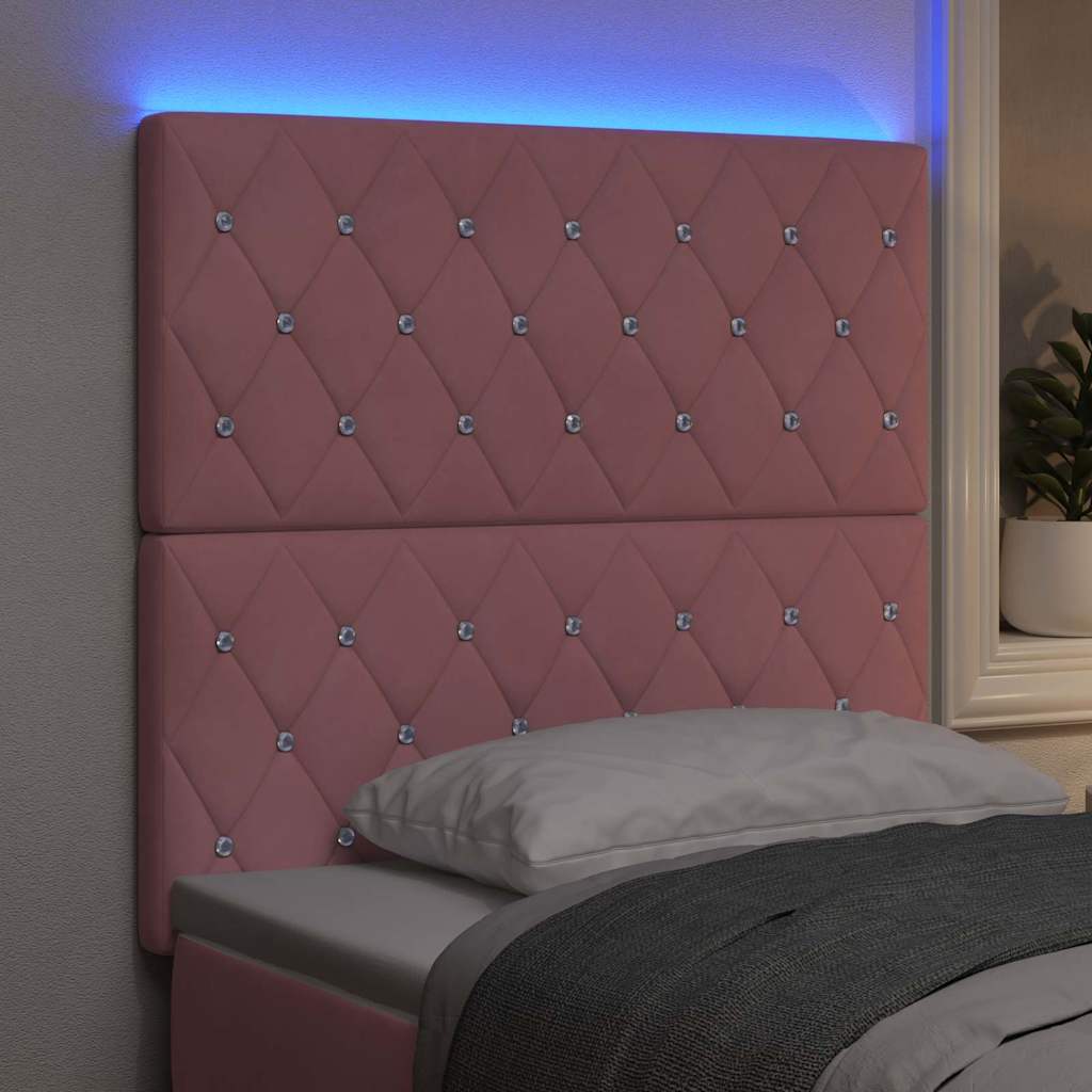 LED glava kreveta s LED trakama Ružičasta 90 cm Baršun