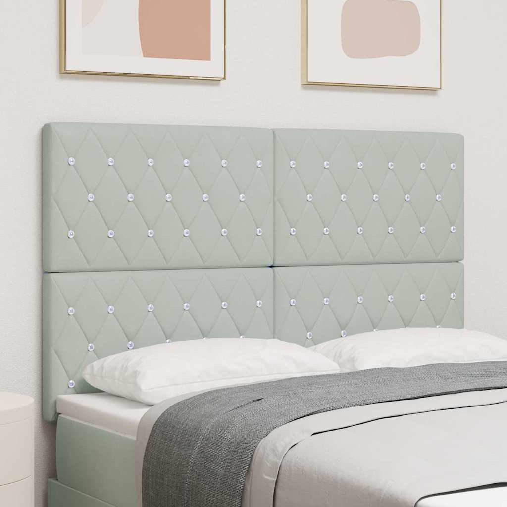 LED glava kreveta s LED trakama Svijetlo siva 144 cm Baršun