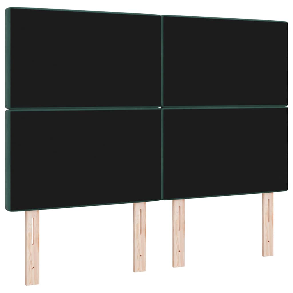 LED glava kreveta s LED trakama Tamnozelena 144 cm Baršun