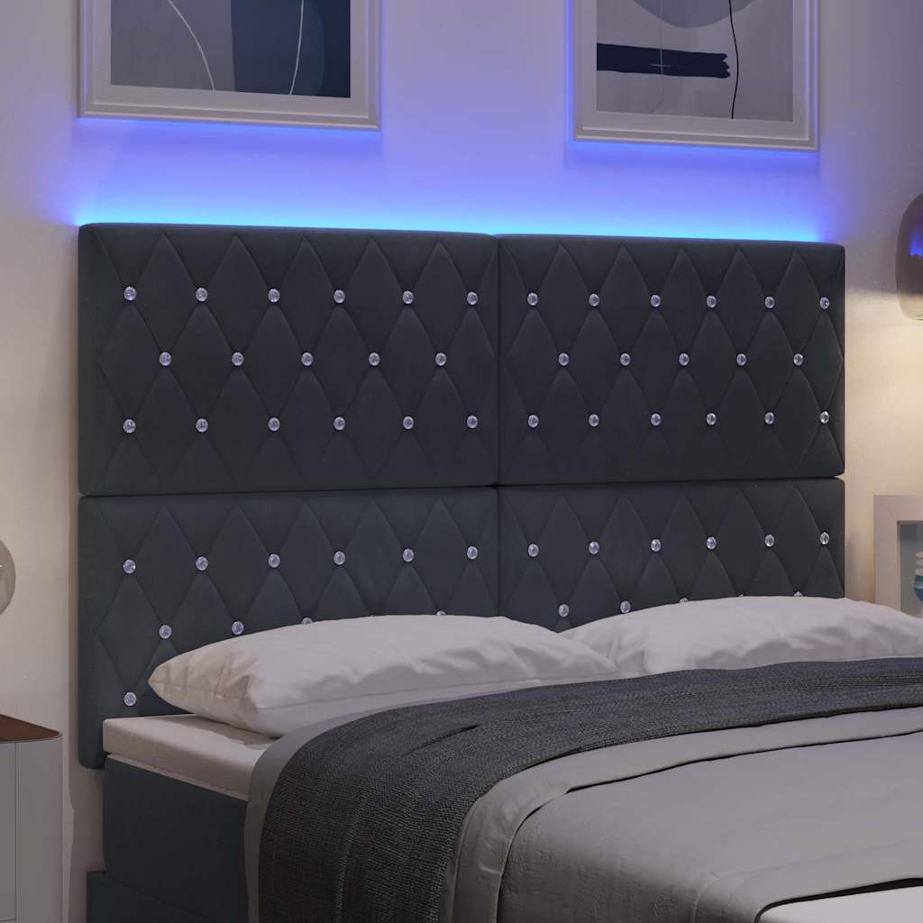 LED glava kreveta s LED trakama Tamno siva 160 cm Baršun