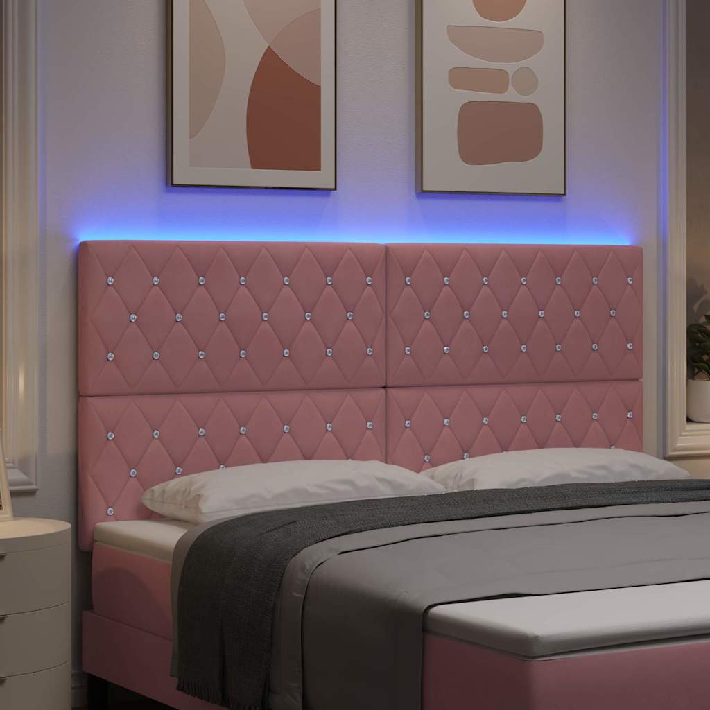 LED glava kreveta s LED trakama Ružičasta 180 cm Baršun