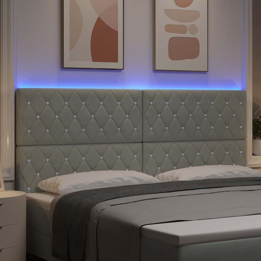 LED glava kreveta s LED trakama Svijetlo siva 200 cm Baršun
