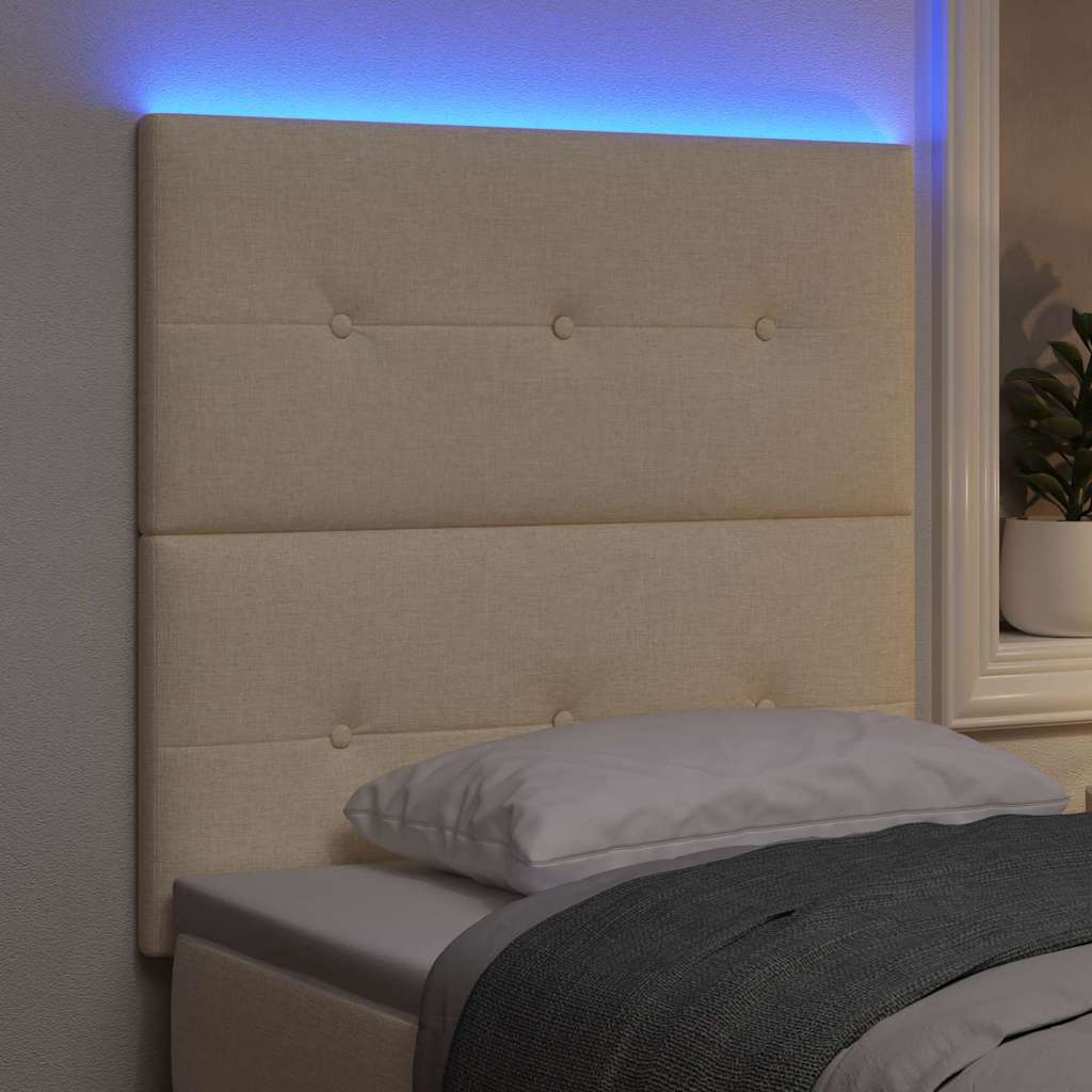 LED glava kreveta s LED trakama Krema 80 cm tkanina
