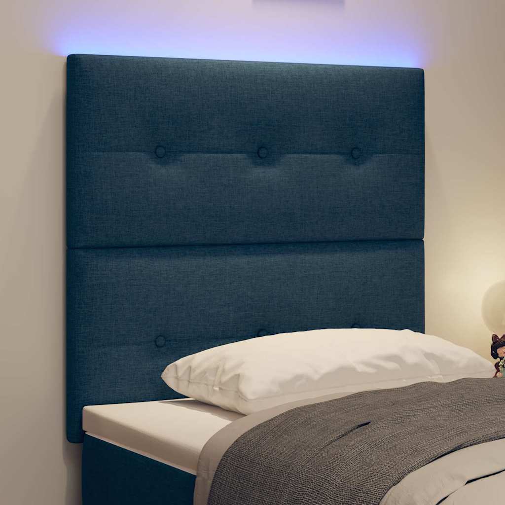 LED glava kreveta s LED trakama Plava 80 cm tkanina