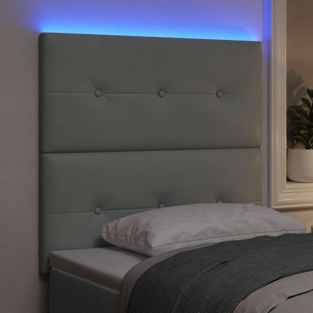 LED glava kreveta s LED trakama Svijetlo siva 80 cm Baršun