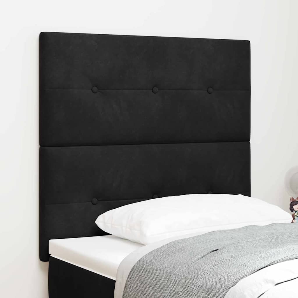 LED glava kreveta s LED trakama Crna 80 cm Baršun