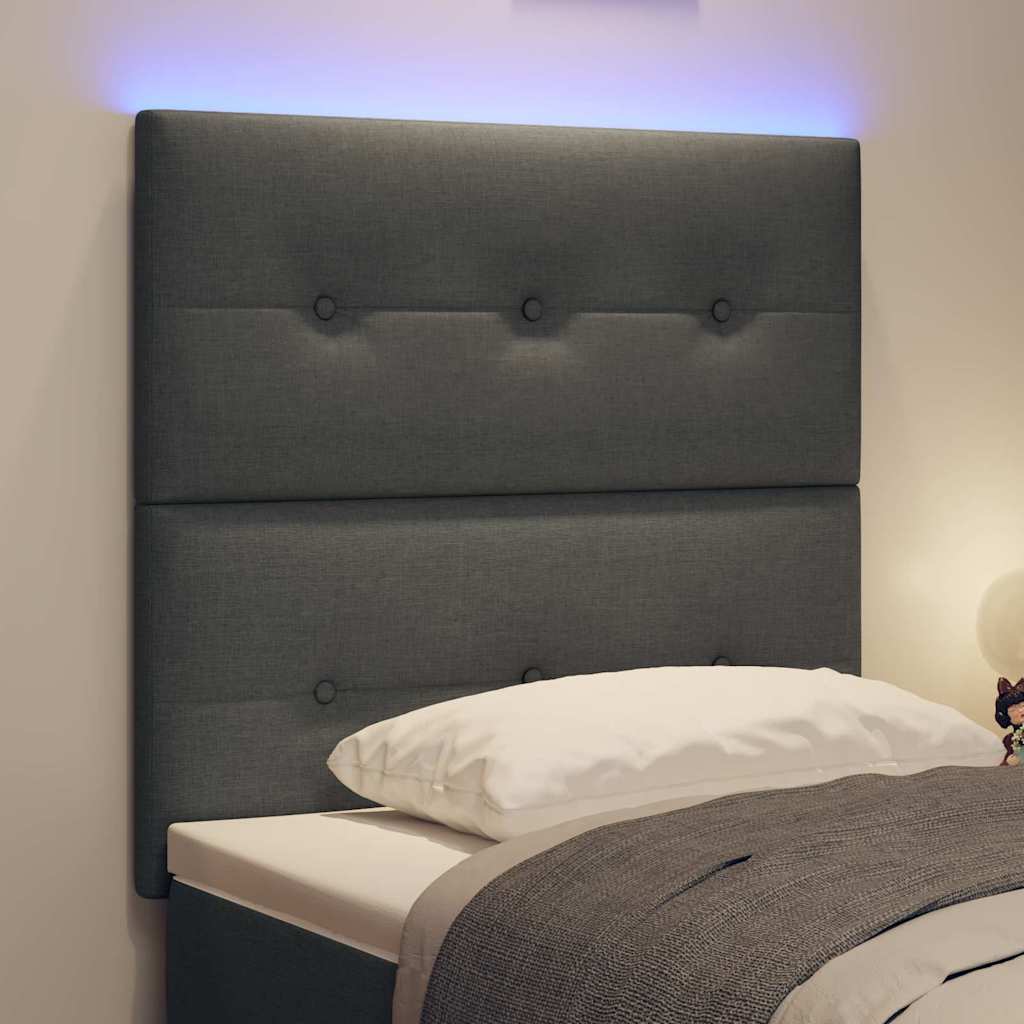 LED glava kreveta s LED trakama Tamno siva 90 cm tkanina